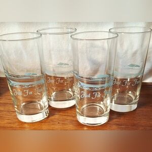 Vintage "Just For Fun" Speed Boat Highball Glasses - Set of 4 - Nautical Barware
